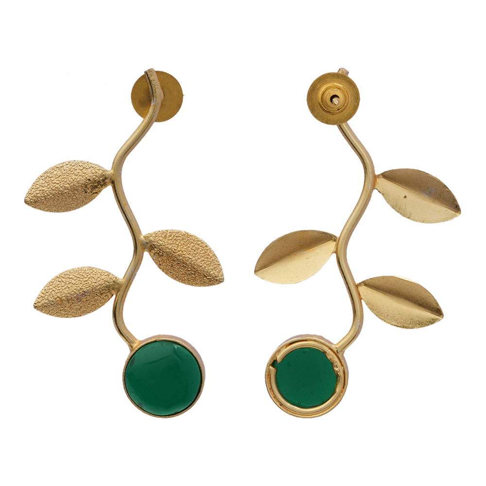 Ananta- Stone Studded Dangler Earrings(Green)
