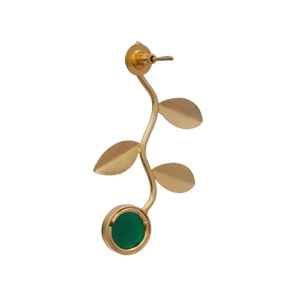 Ananta- Stone Studded Dangler Earrings(Green)