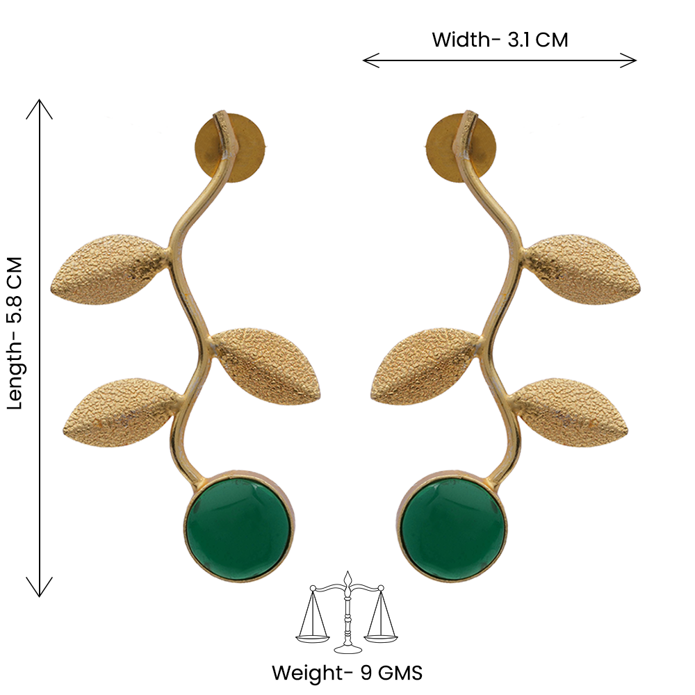 Ananta- Stone Studded Dangler Earrings(Green)