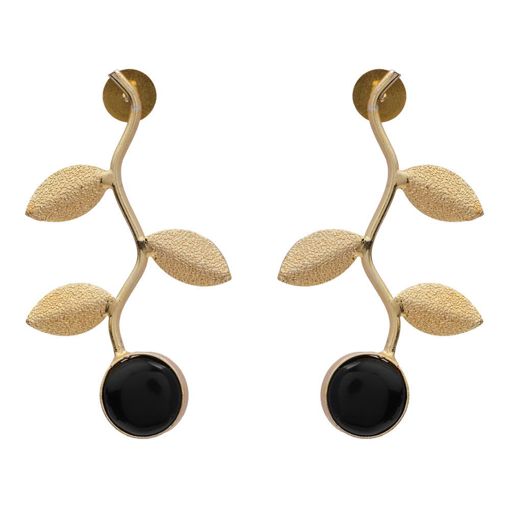 Ananta- Stone Studded Dangler Earrings(Black)