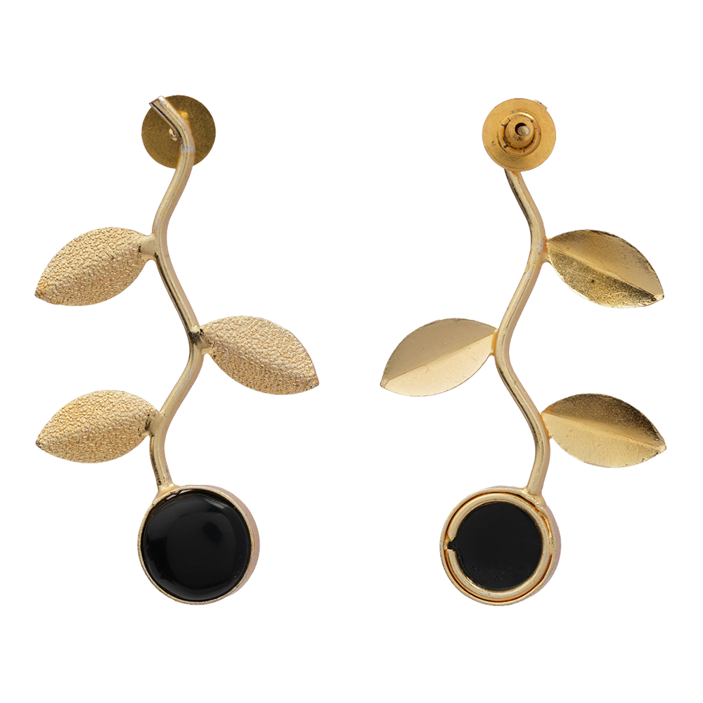 Ananta- Stone Studded Dangler Earrings(Black)
