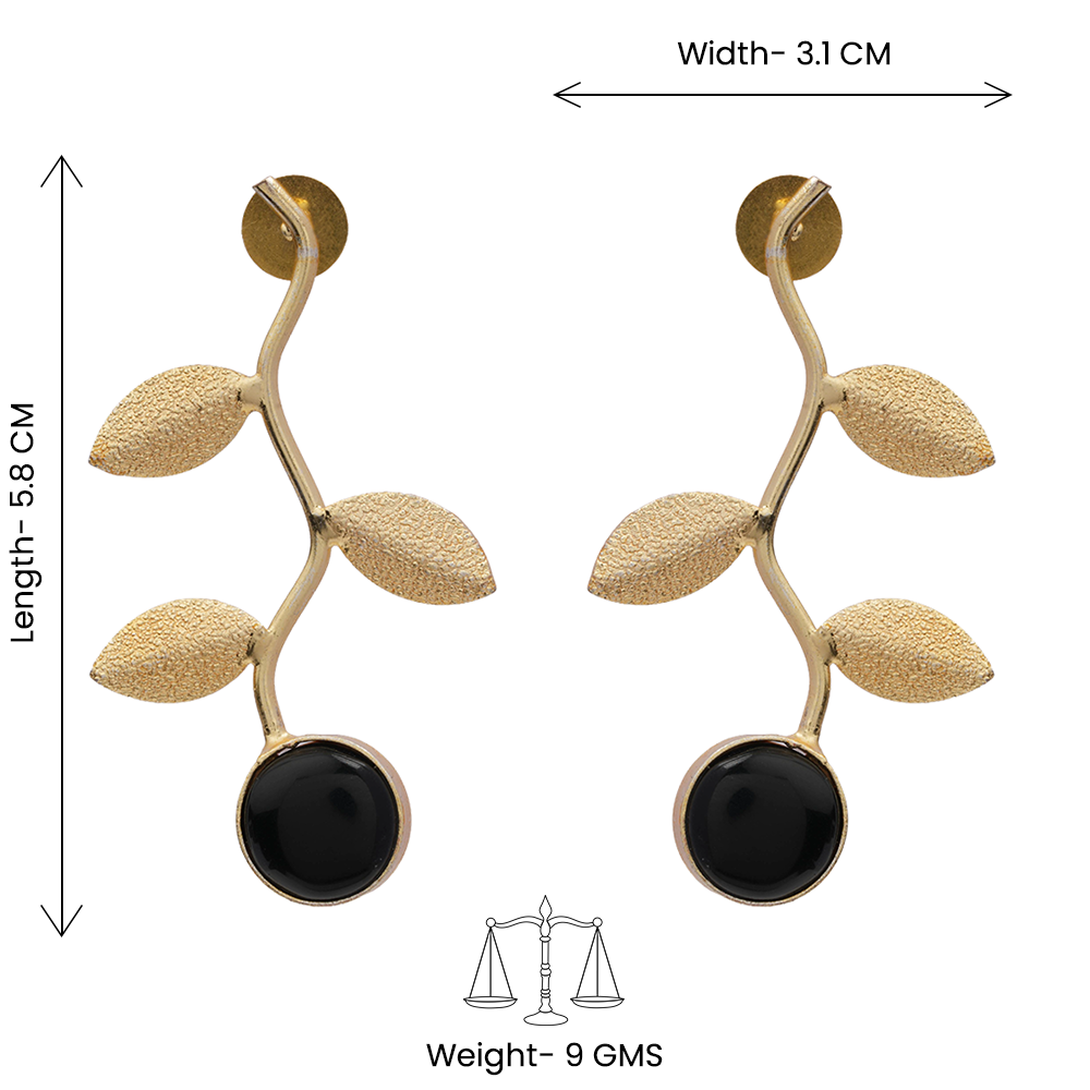 Ananta- Stone Studded Dangler Earrings(Black)