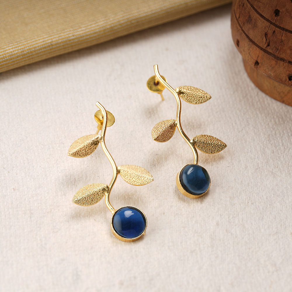Ananta- Stone Studded Dangler Earrings(Blue)