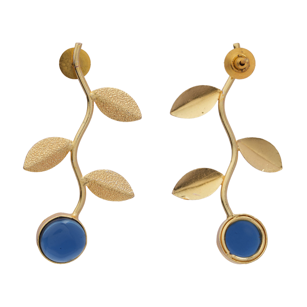 Ananta- Stone Studded Dangler Earrings(Blue)