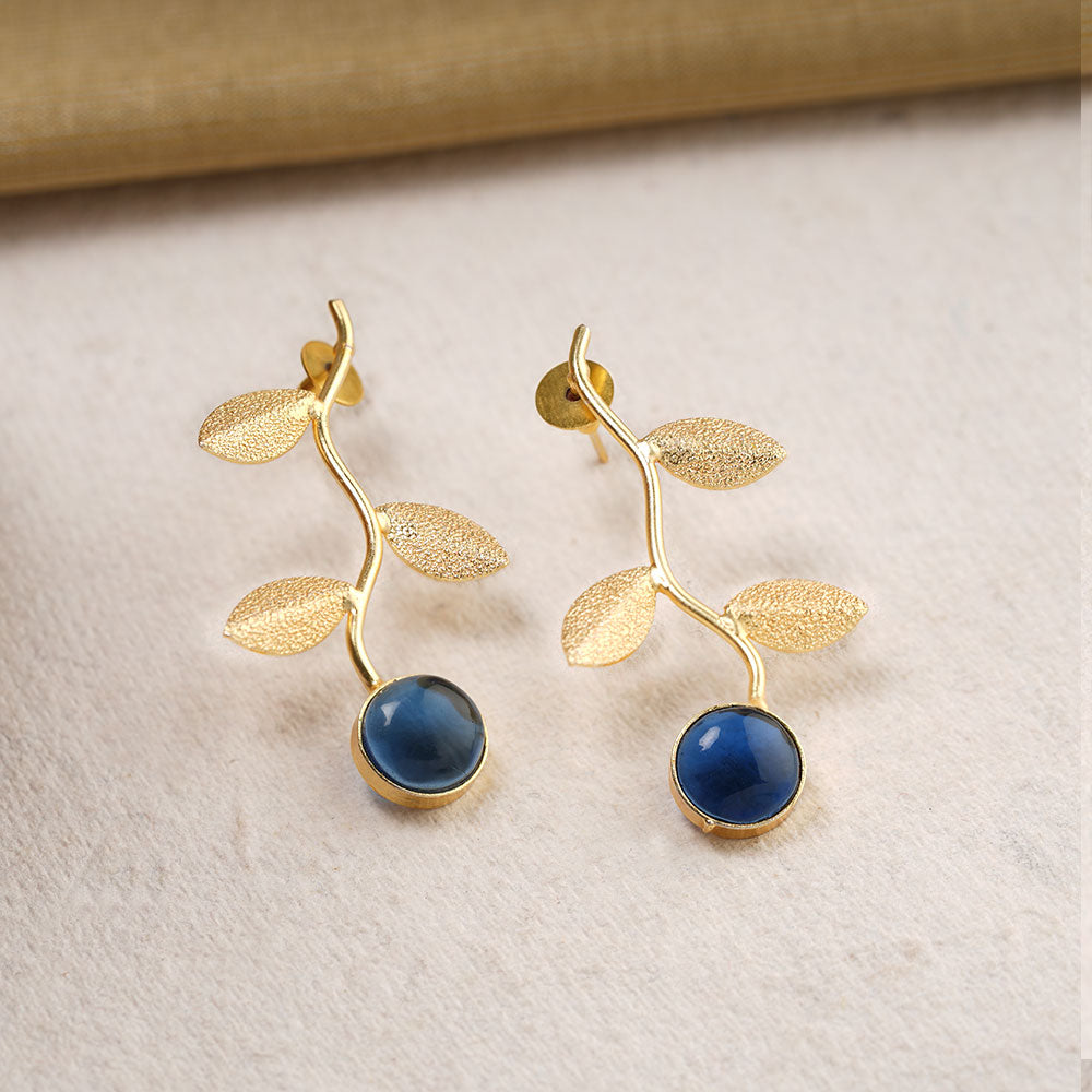Ananta- Stone Studded Dangler Earrings(Blue)