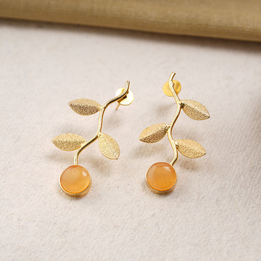 Ananta- Stone Studded Dangler Earrings(Yellow)
