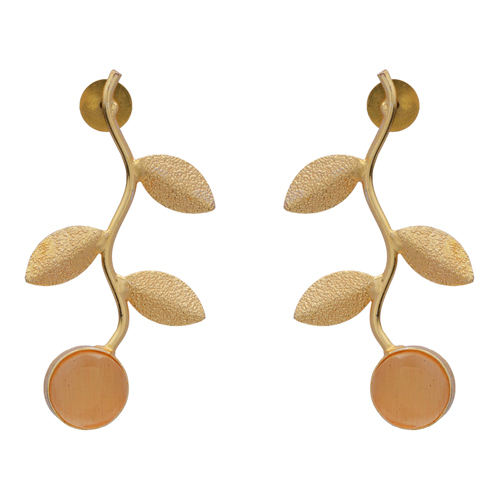 Ananta- Stone Studded Dangler Earrings(Yellow)