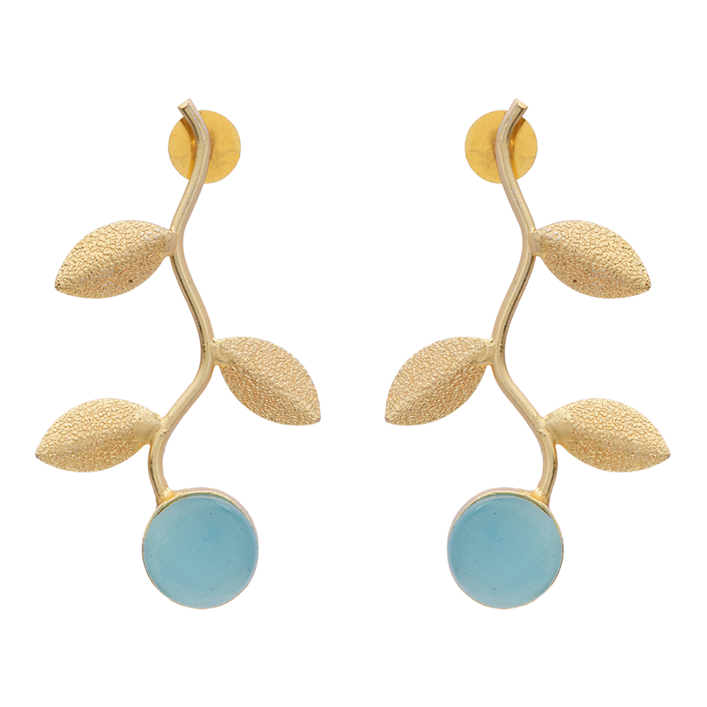 Ananta- Stone Studded Dangler Earrings(Sky Blue)