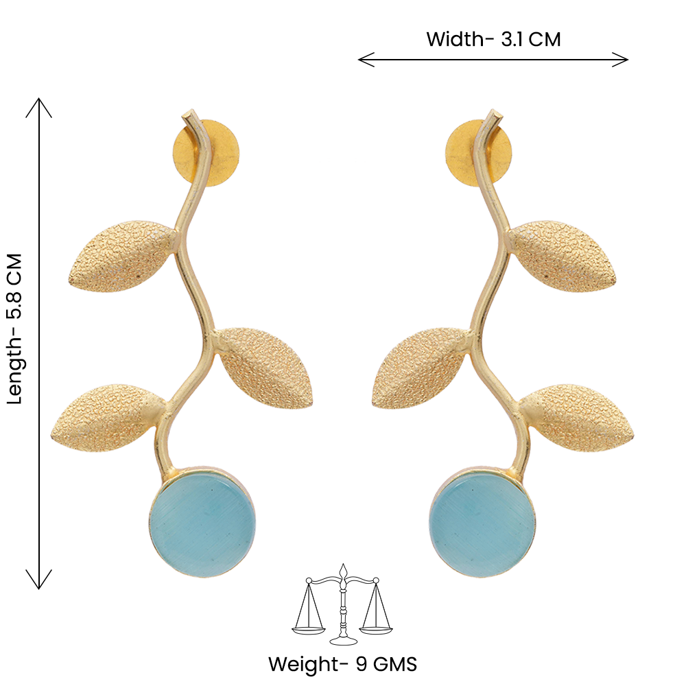 Ananta- Stone Studded Dangler Earrings(Sky Blue)