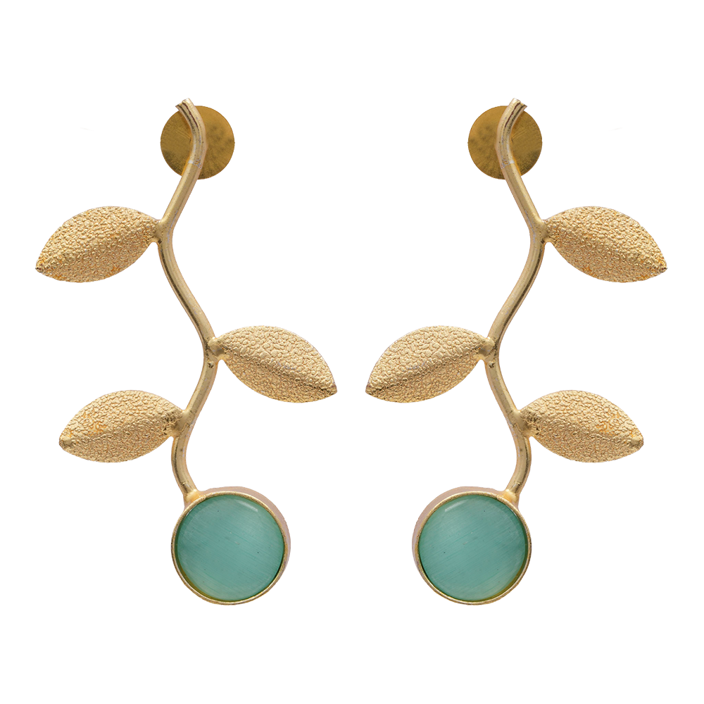 Ananta- Stone Studded Dangler Earrings(Mint)