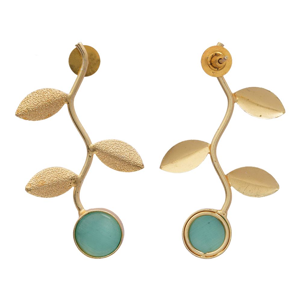 Ananta- Stone Studded Dangler Earrings(Mint)