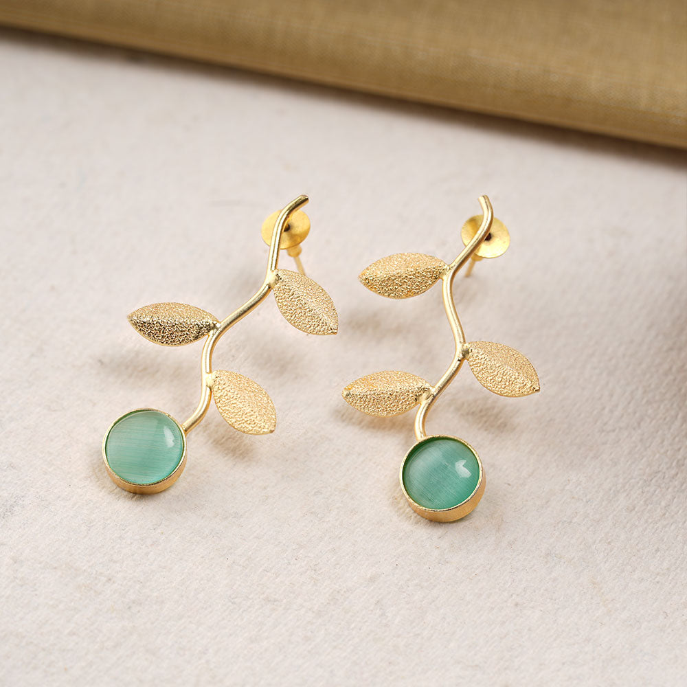 Ananta- Stone Studded Dangler Earrings(Mint)