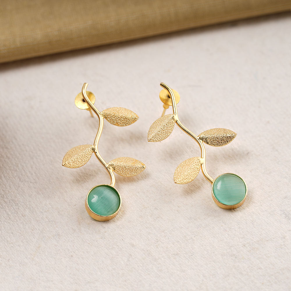 Ananta- Stone Studded Dangler Earrings(Mint)