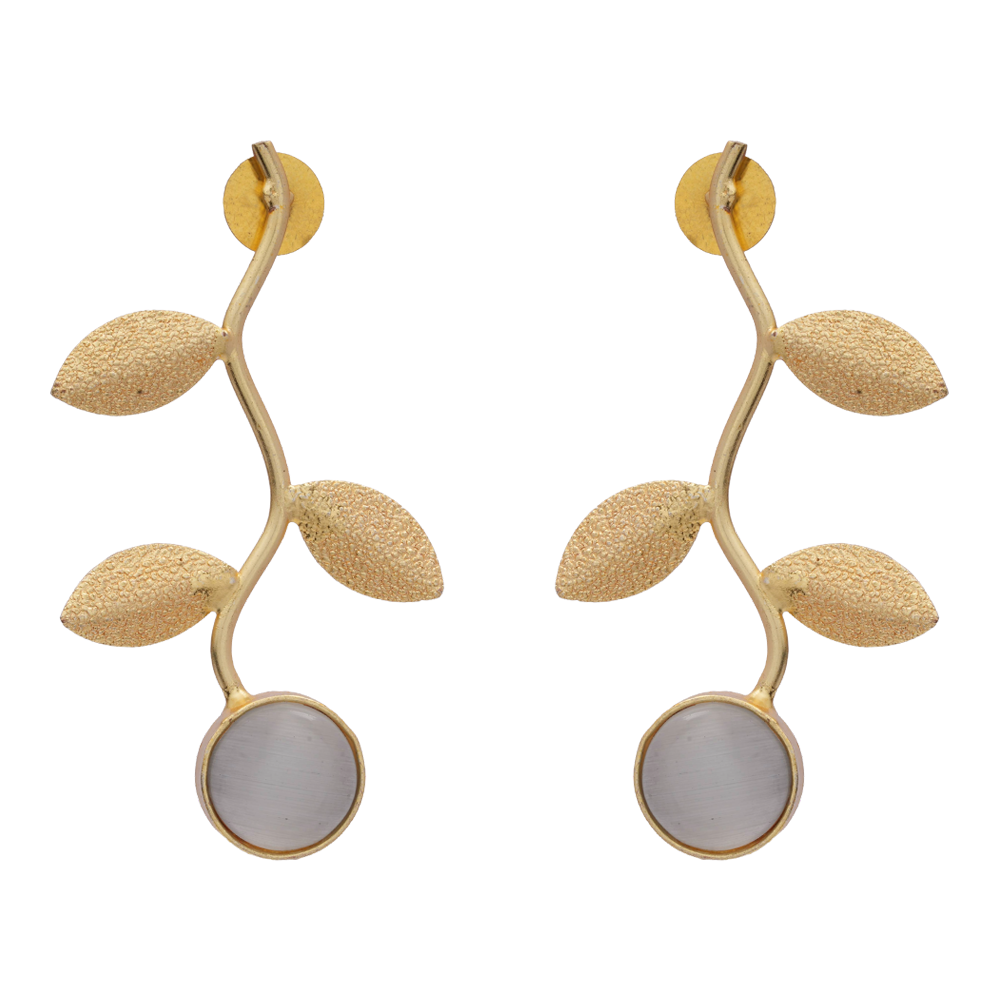 Ananta- Stone Studded Dangler Earrings(Gray)