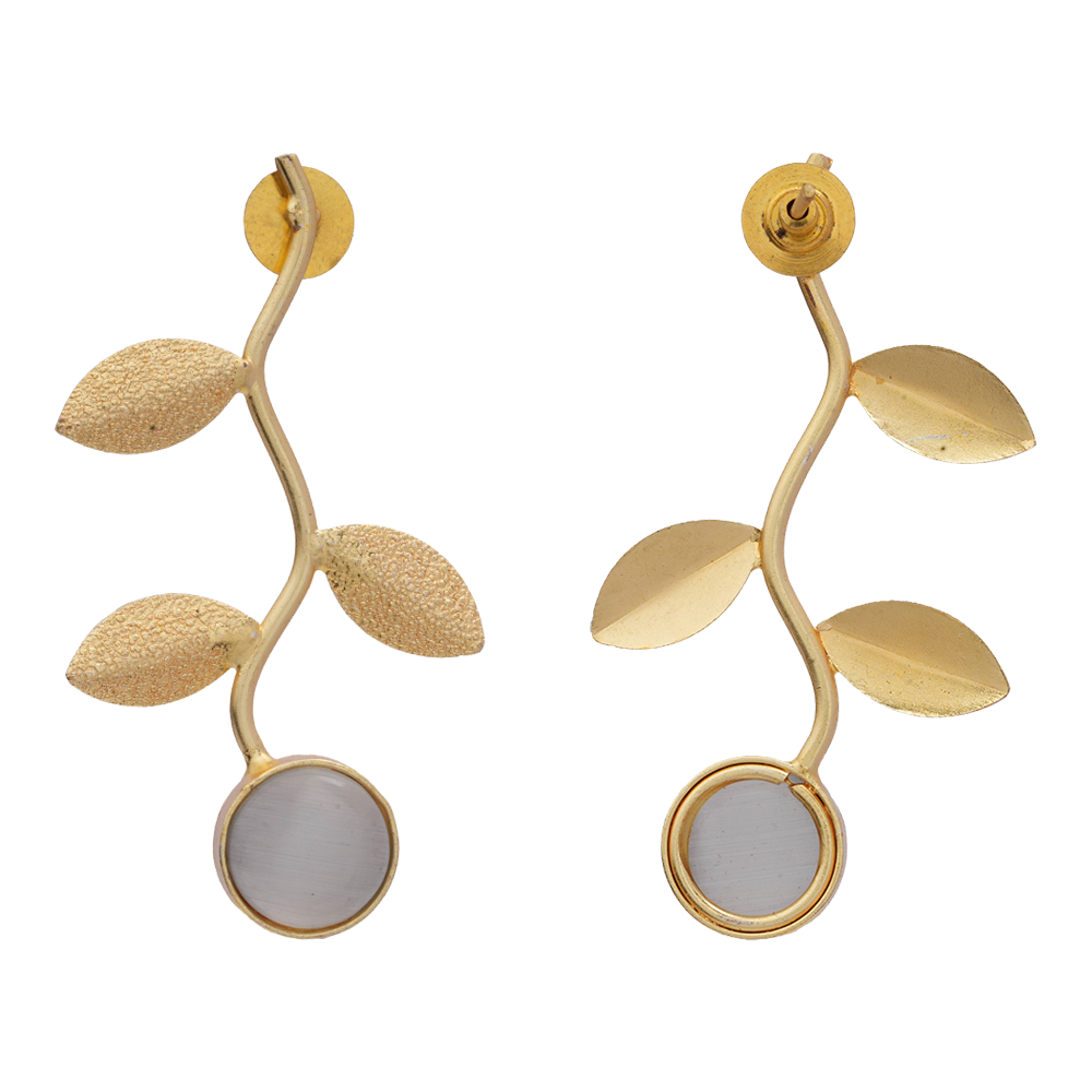 Ananta- Stone Studded Dangler Earrings(Gray)