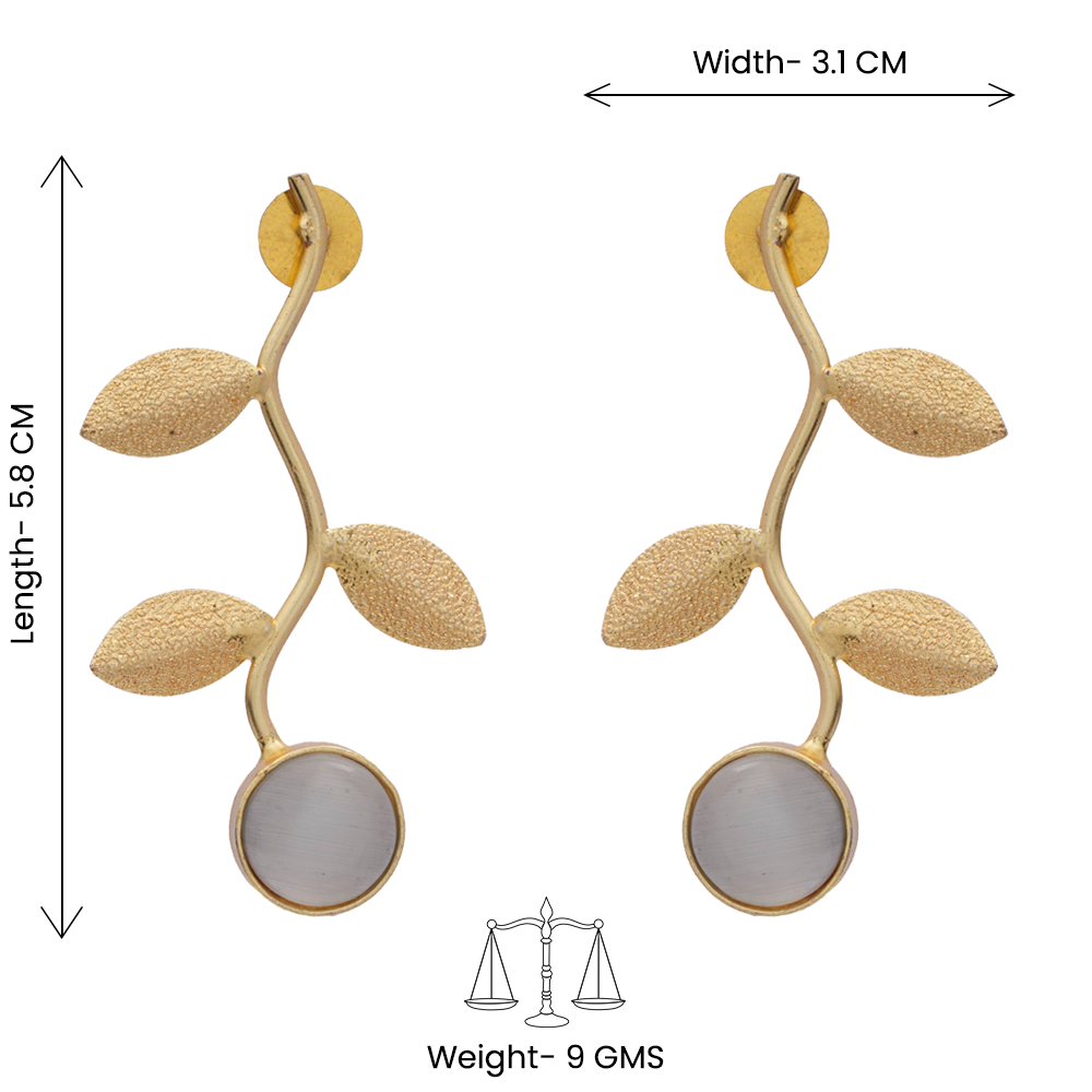 Ananta- Stone Studded Dangler Earrings(Gray)