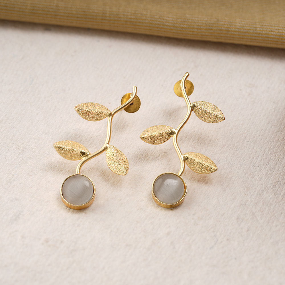 Ananta- Stone Studded Dangler Earrings(Gray)