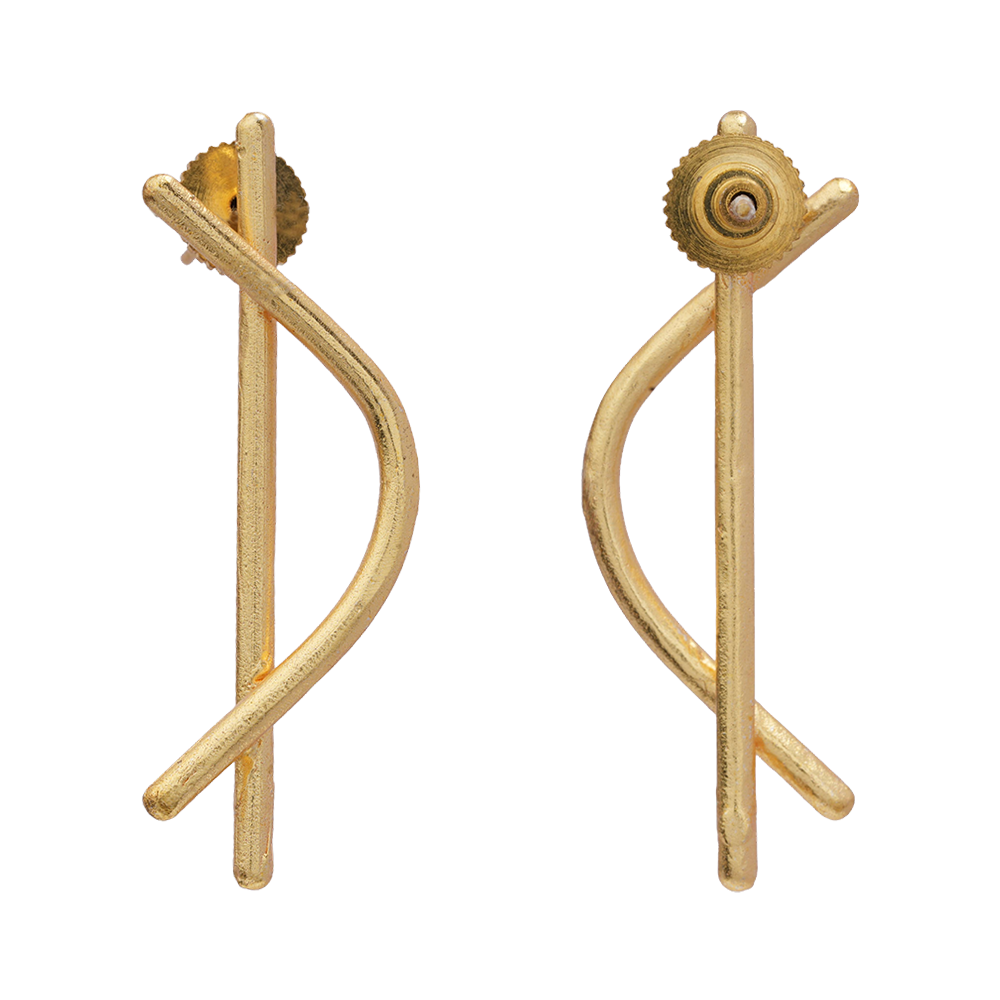 Arpita- Abstract Shape Golden Dangler Earrings