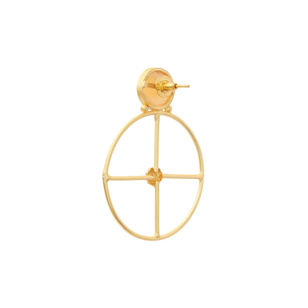 Vanita- Stone Studded Golden Framed Danglet Earrings(Yellow)