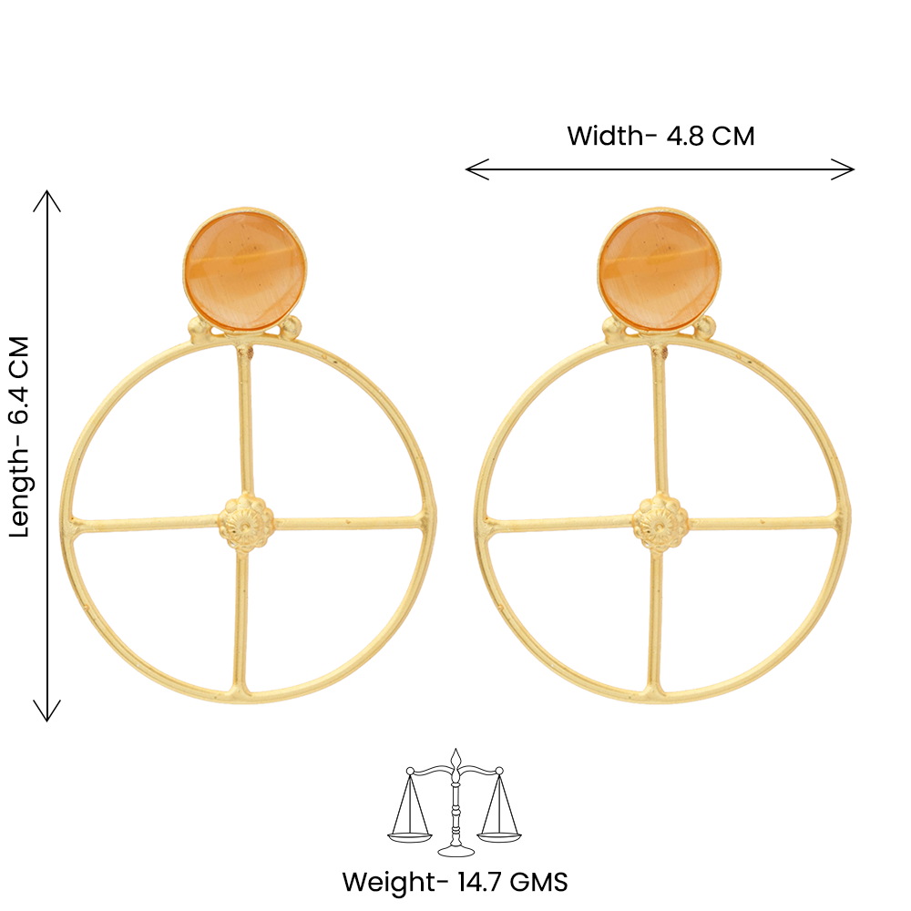 Vanita- Stone Studded Golden Framed Danglet Earrings(Yellow)