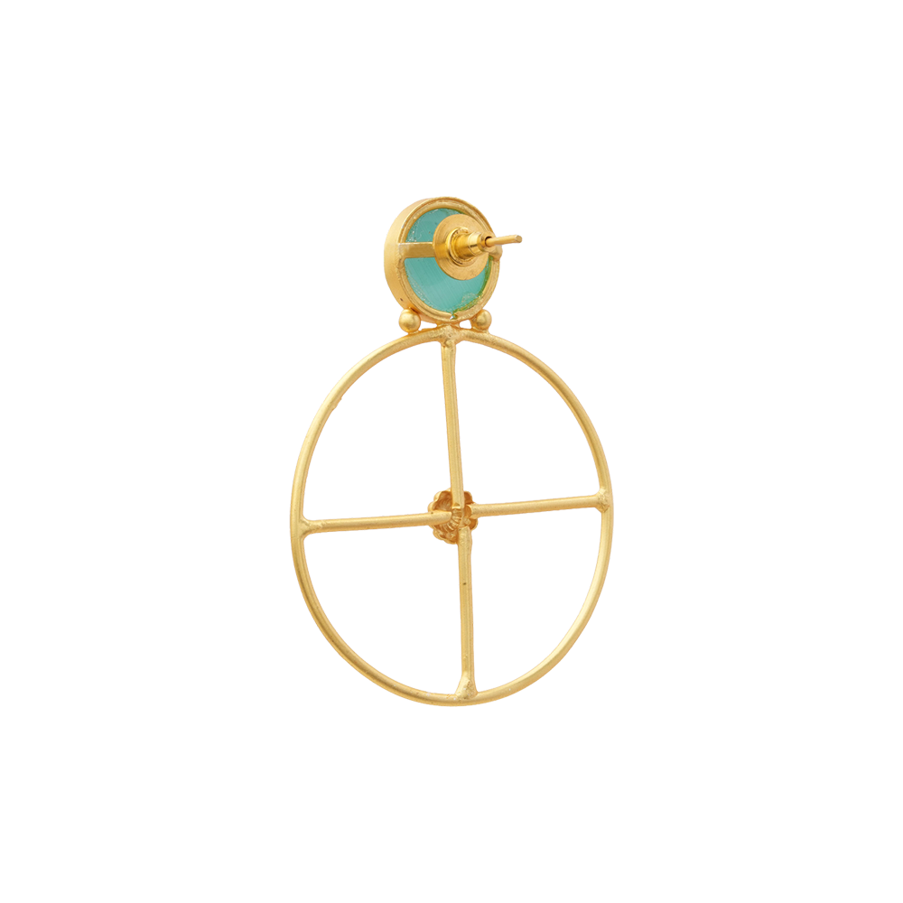 Vanita- Stone Studded Golden Framed Danglet Earrings(Mint)
