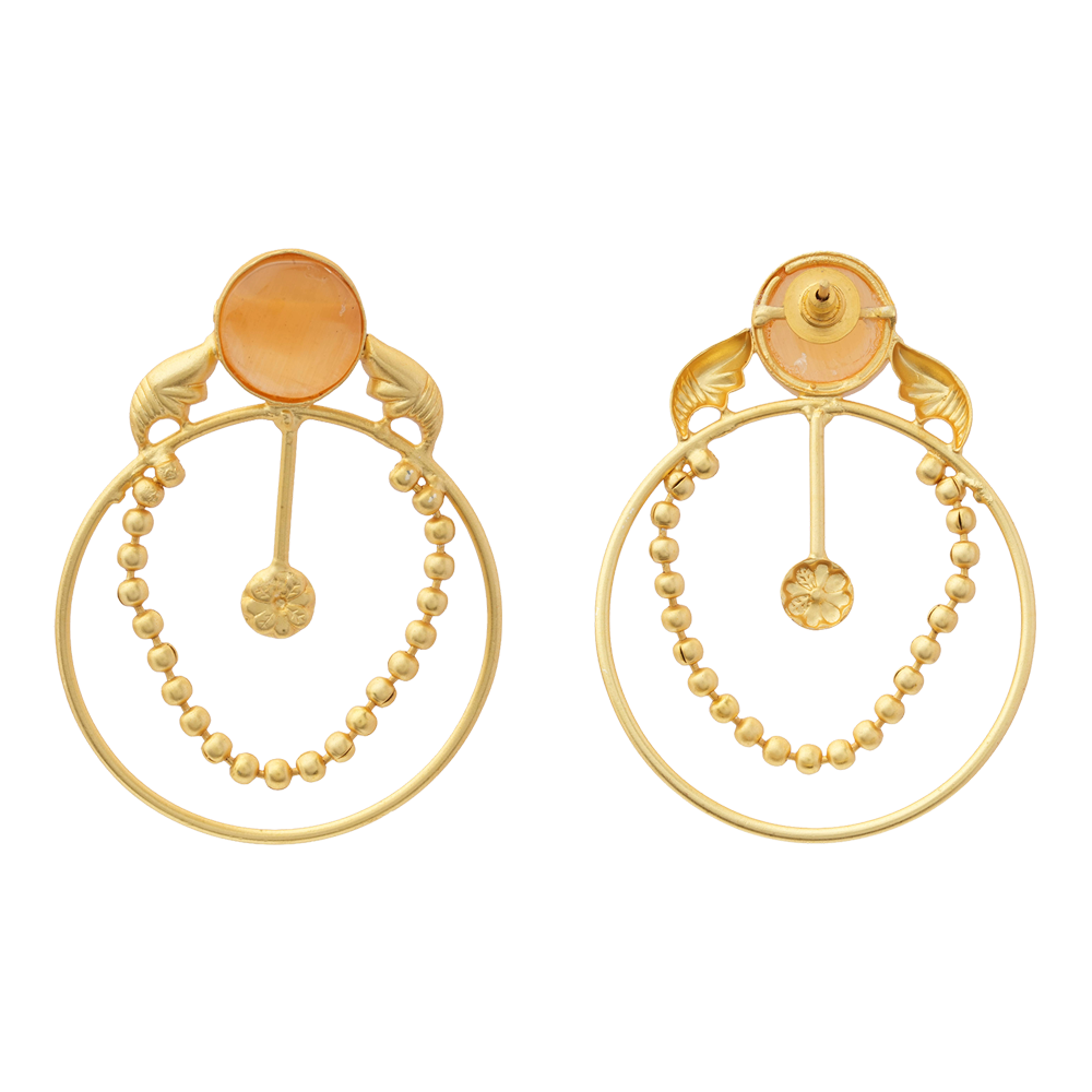 Darshini- Stone Studded Golden Framed Dangler Earrings(Yellow)