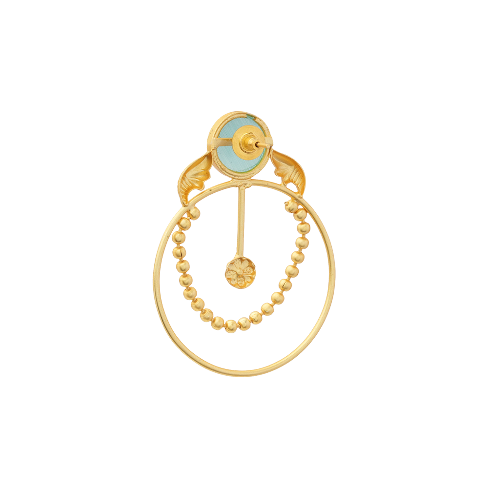 Darshini- Stone Studded Golden Framed Dangler Earrings(Mint)