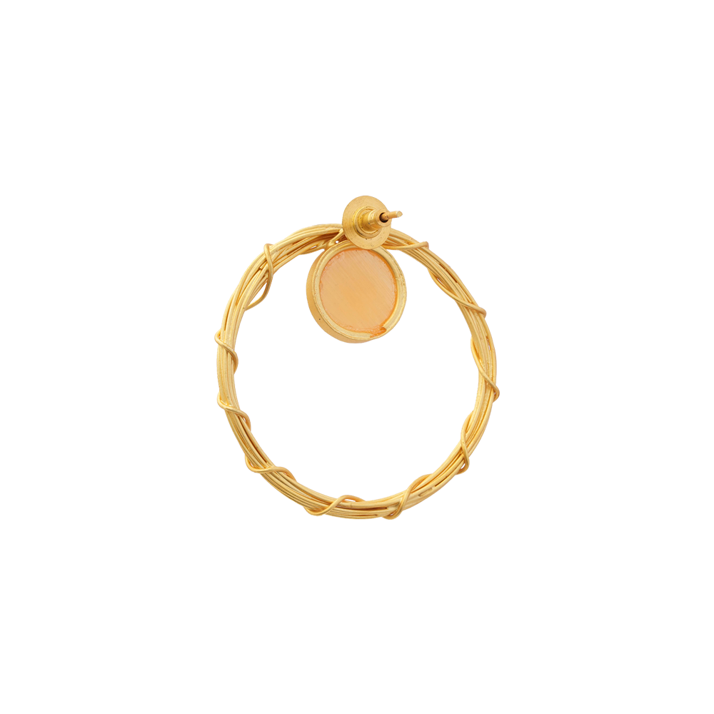 Deeptika- Stone Studded Golden Framed Dangler Earrings(Yellow)