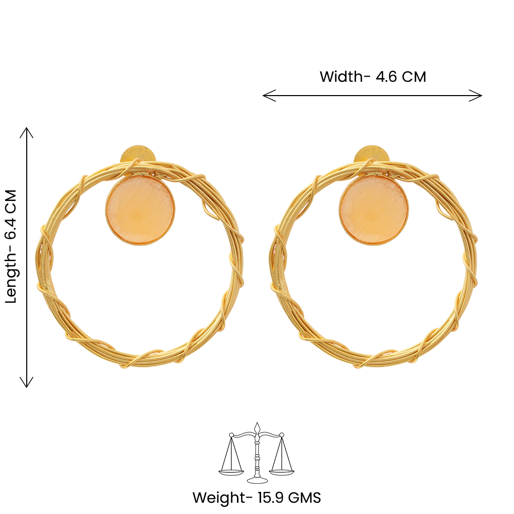 Deeptika- Stone Studded Golden Framed Dangler Earrings(Yellow)