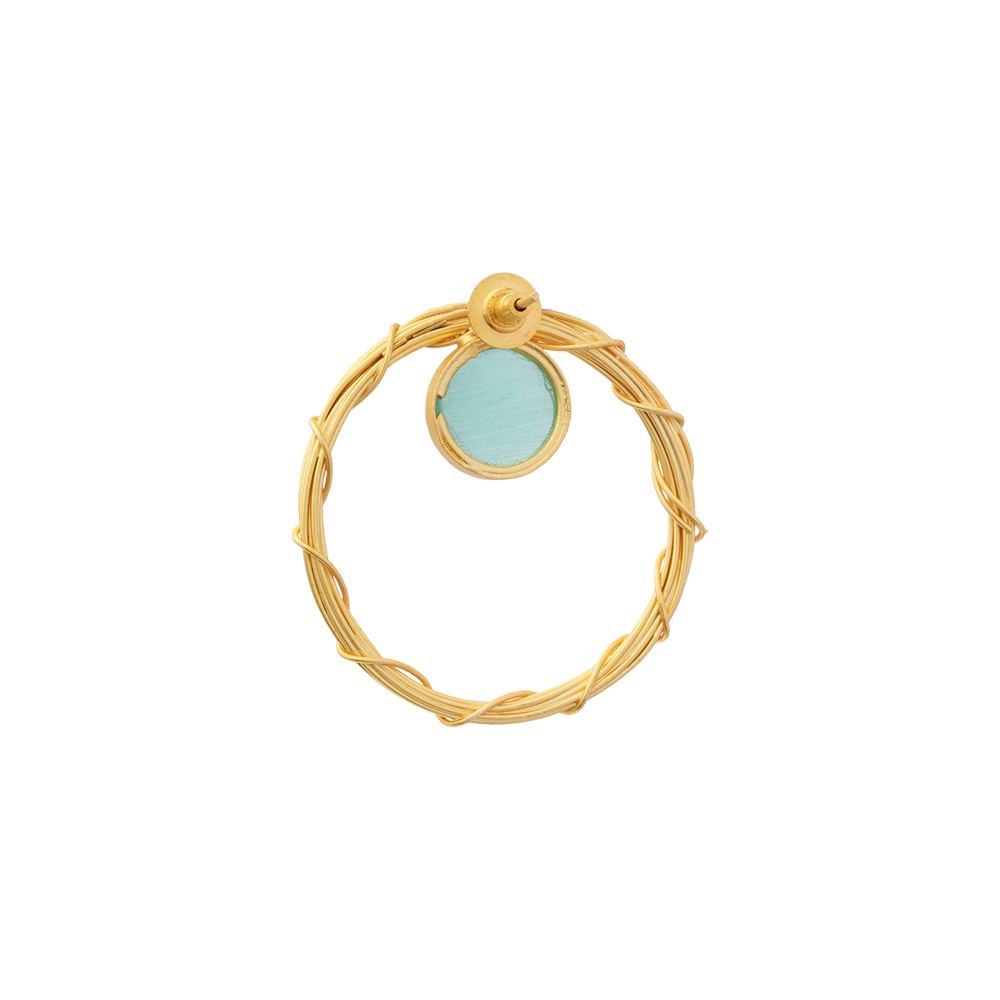 Deeptika- Stone Studded Golden Framed Dangler Earrings(Mint)