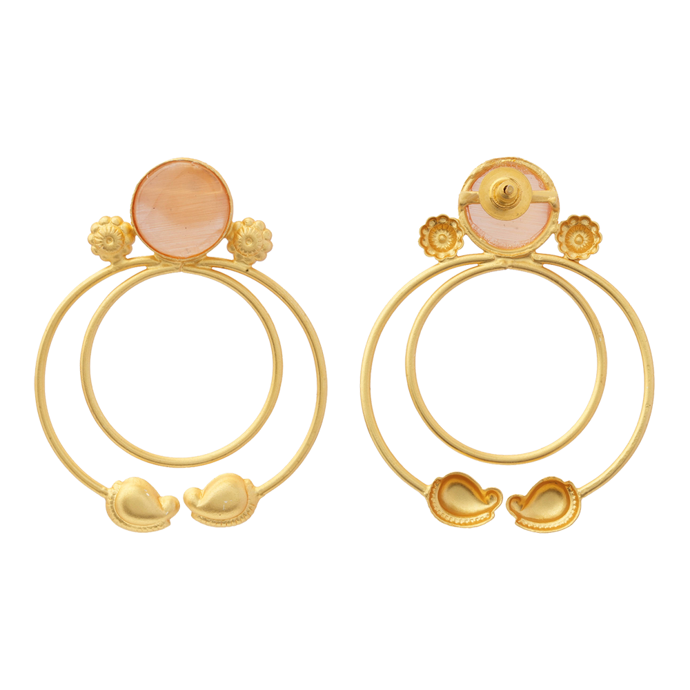 Devika- Stone Studded Golden Framed Dangler Earrings(Yellow)