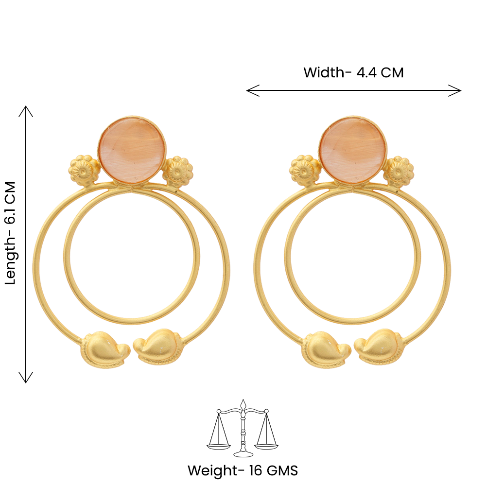 Devika- Stone Studded Golden Framed Dangler Earrings(Yellow)