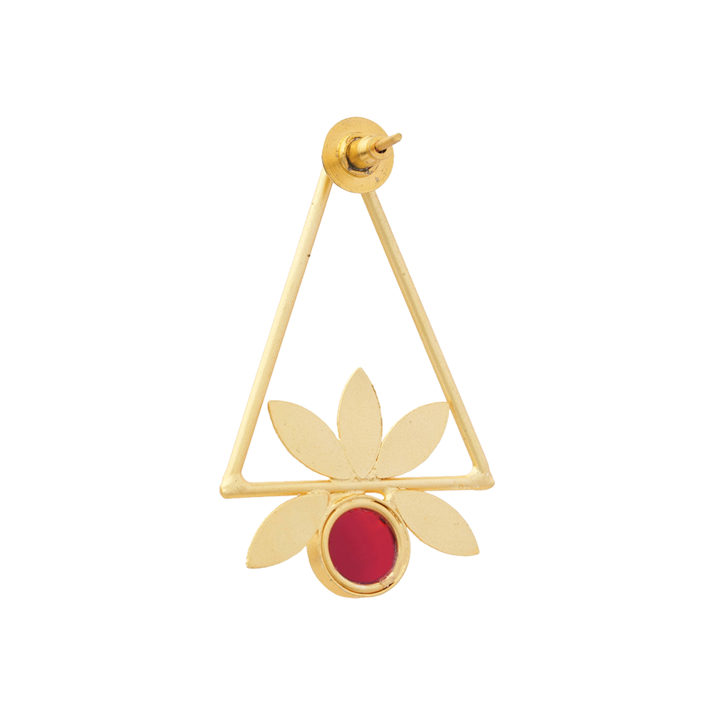 Jhanak- Stone Studded Golden Framed Dangler Earrings(Red)