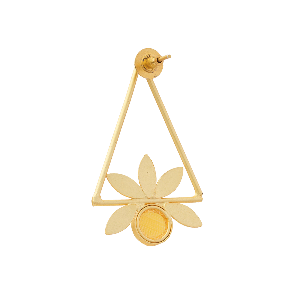 Jhanak- Stone Studded Golden Framed Dangler Earrings(Yellow)