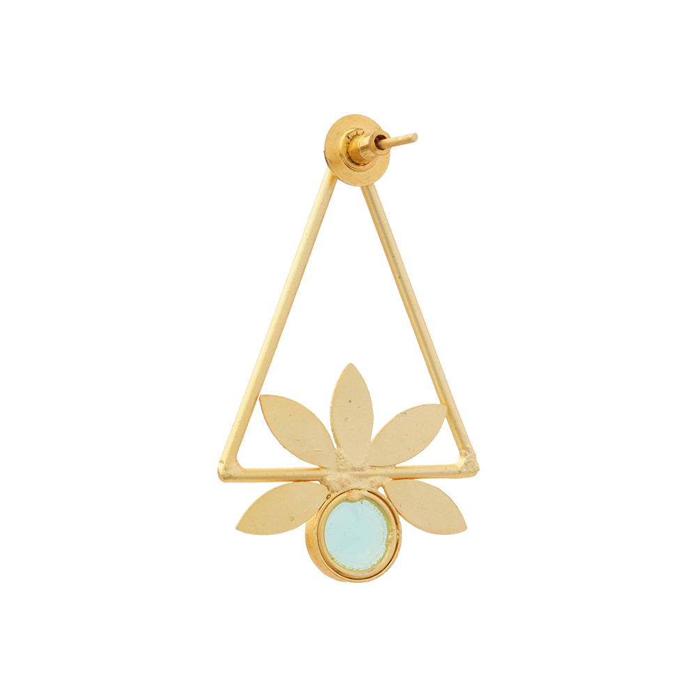 Jhanak- Stone Studded Golden Framed Dangler Earrings(Mint)