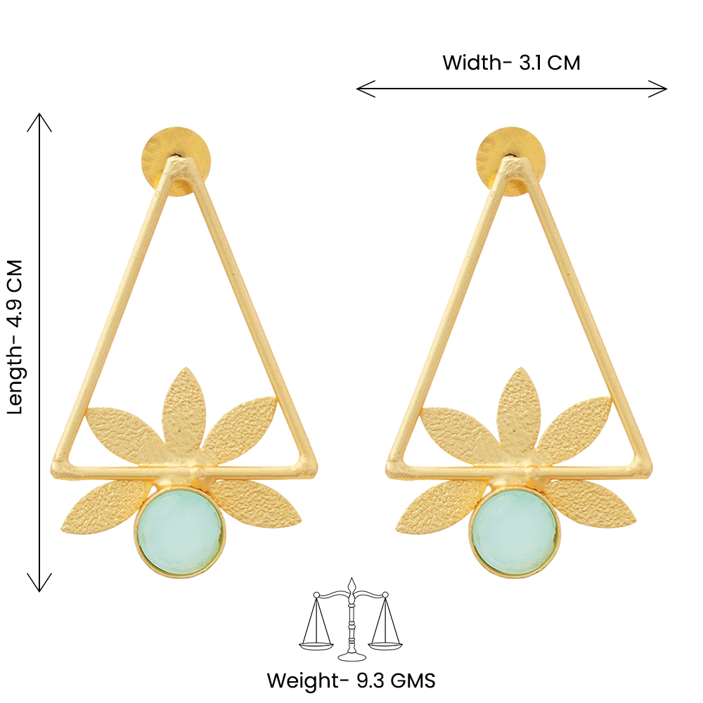 Jhanak- Stone Studded Golden Framed Dangler Earrings(Mint)