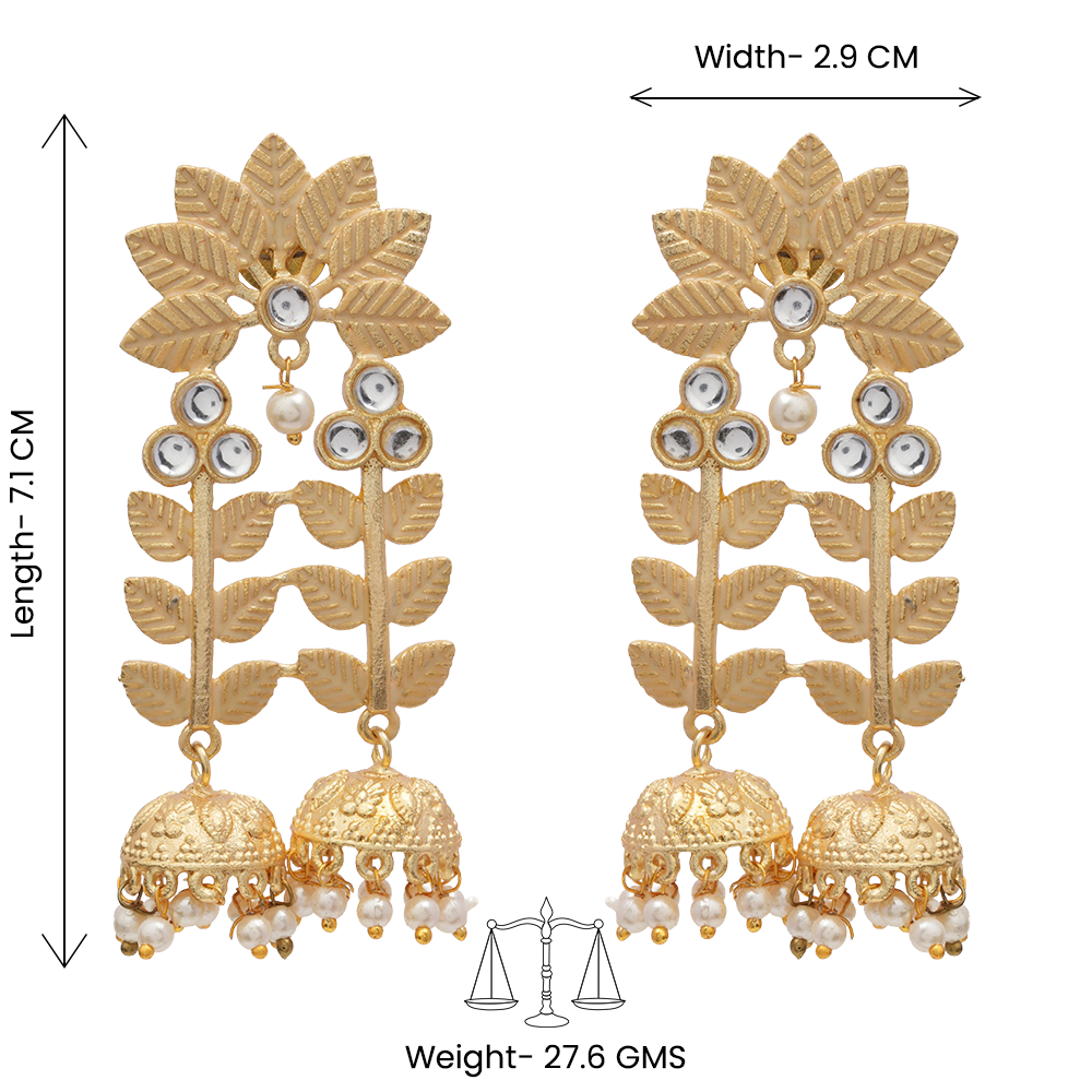 Smita- Stone Studded Hanging Pearl Jhumka earrings