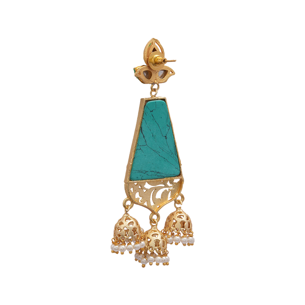Supriya- Stone Studded Hanging Pearl Dangler Earrings