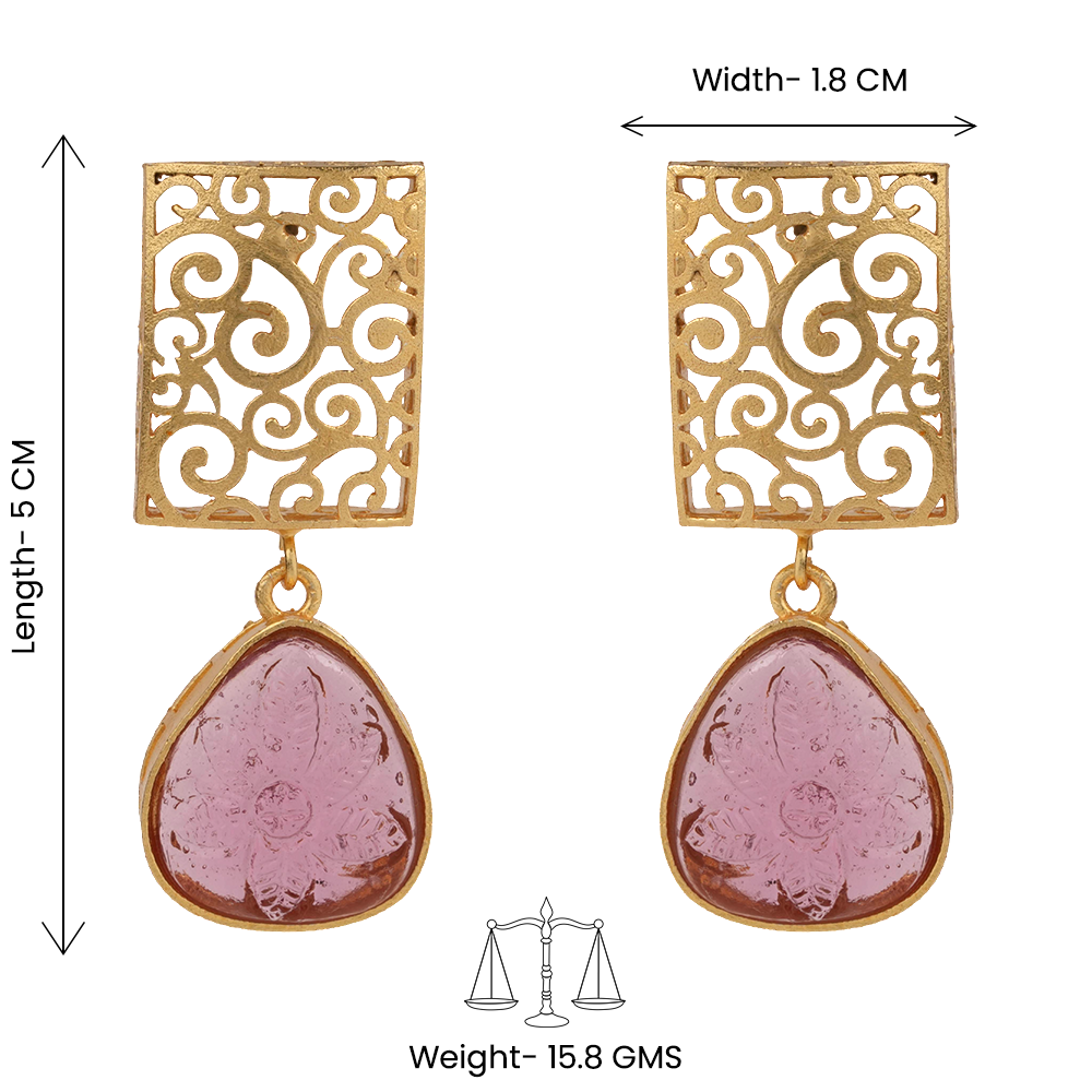 Kiyaa- Stone studded dangler earrings(Red)