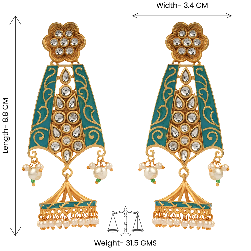 Nirvi- Stone studded dangler earrings(Sky Blue)