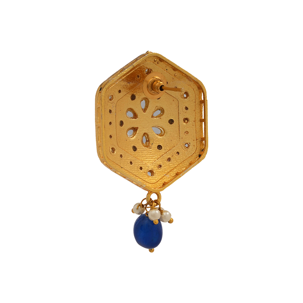 Raelle- Stone studded hanging Bead stud earrings(Blue)