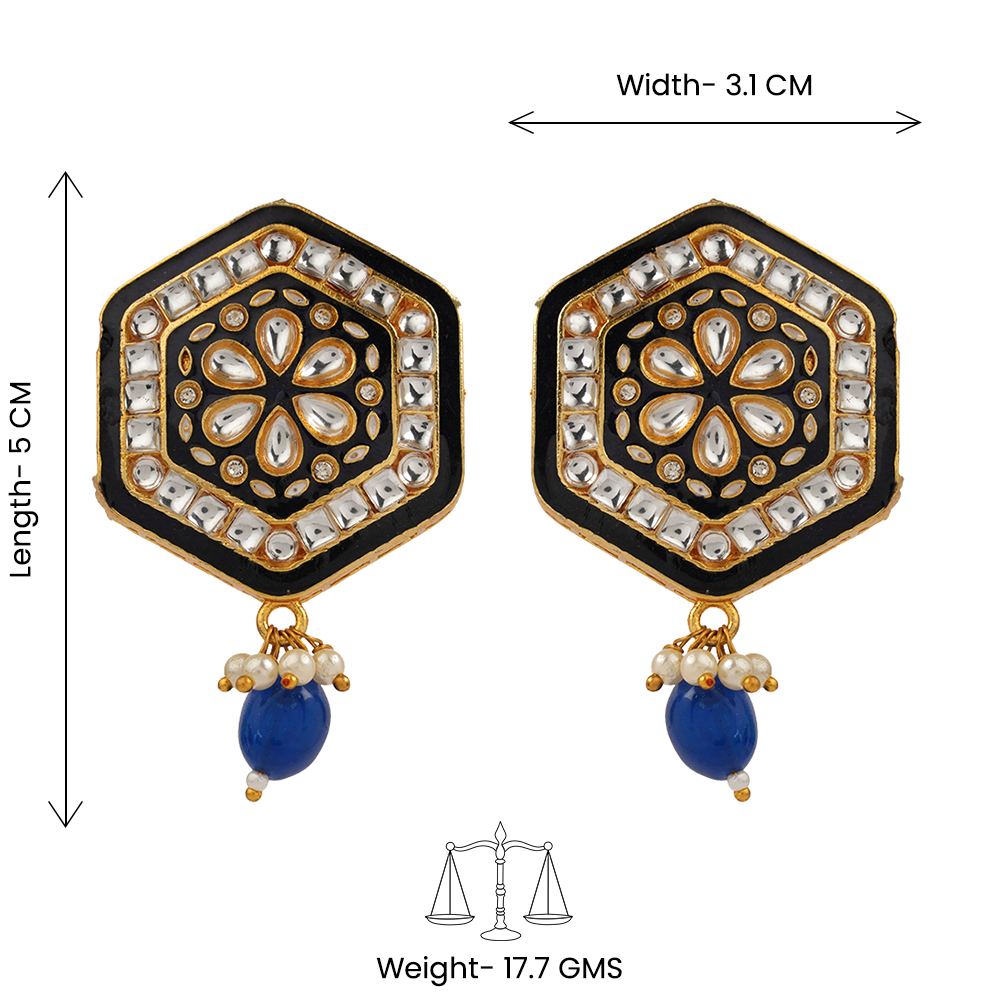 Raelle- Stone studded hanging Bead stud earrings(Blue)