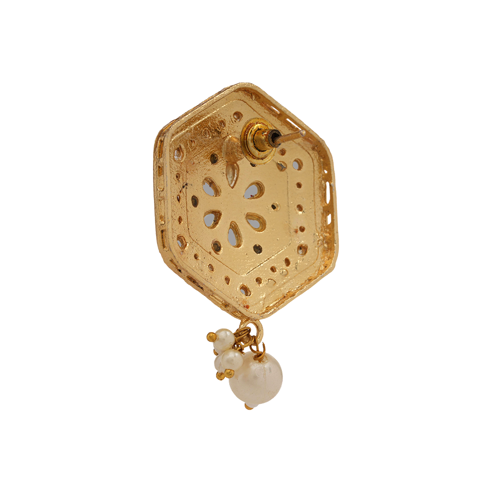 Raelle- Stone studded hanging Bead stud earrings(White)