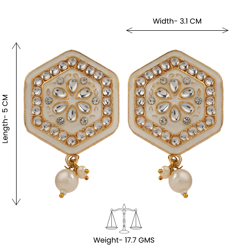 Raelle- Stone studded hanging Bead stud earrings(White)