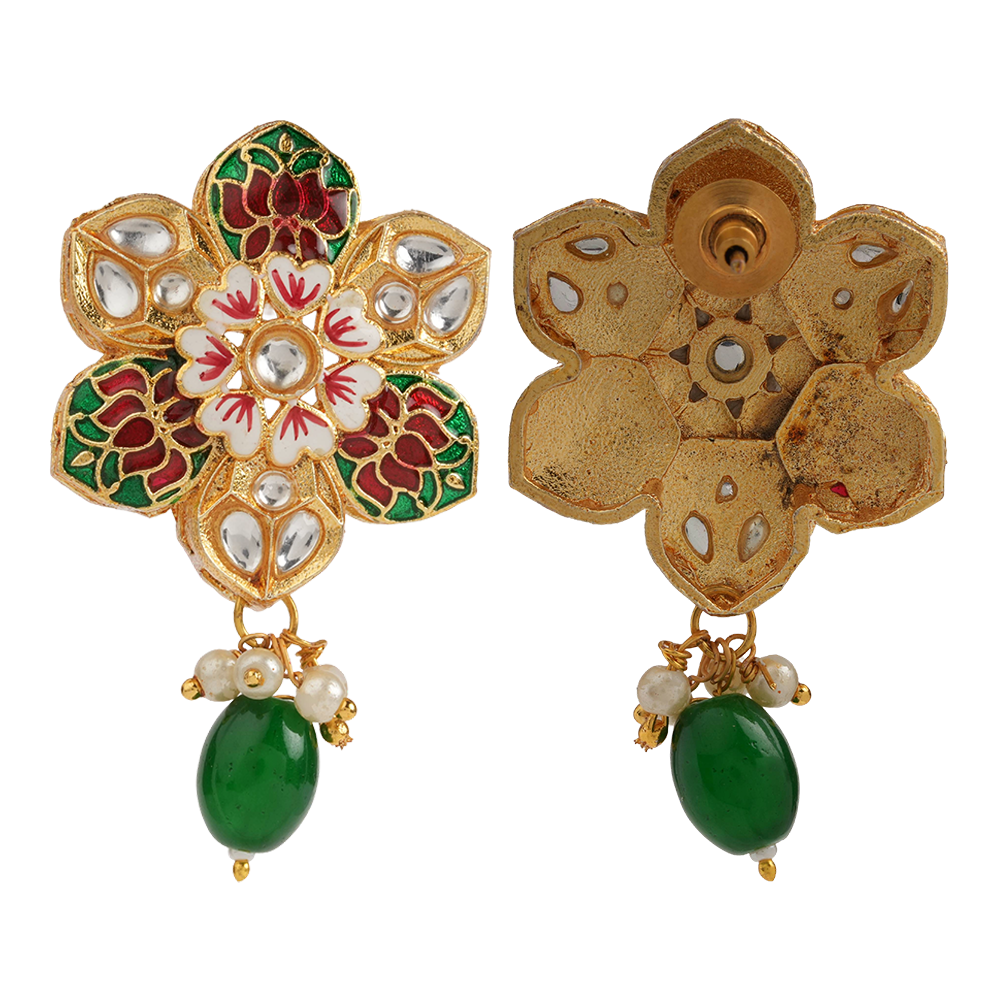 Elvisha- Hanging Bead Stud Earrings(Green)