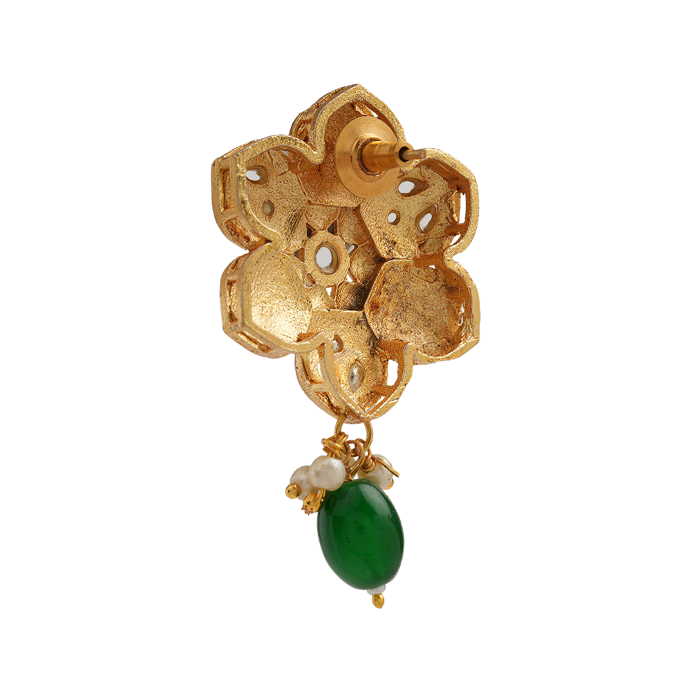 Elvisha- Hanging Bead Stud Earrings(Green)