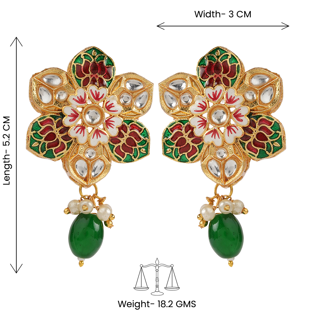 Elvisha- Hanging Bead Stud Earrings(Green)