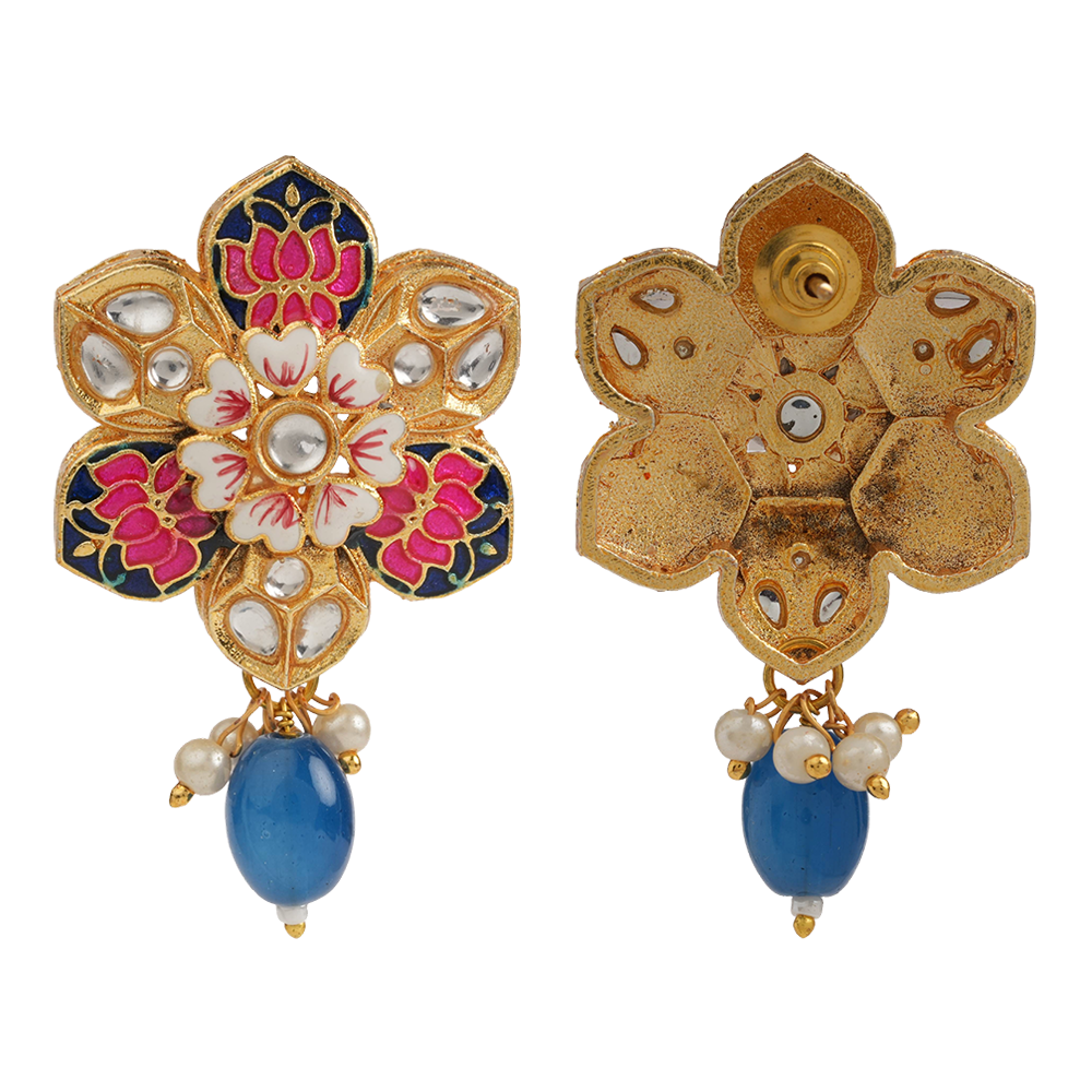 Elvisha- Hanging Bead Stud Earrings(Blue)