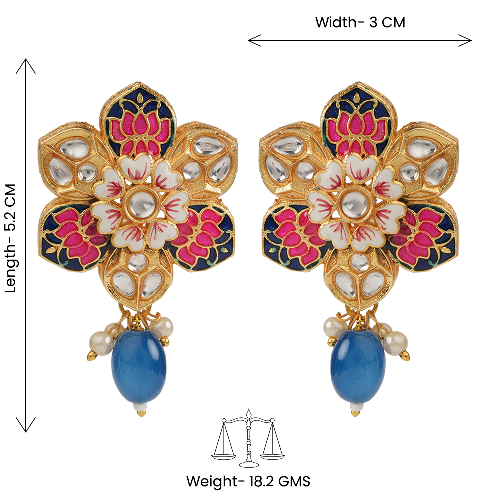 Elvisha- Hanging Bead Stud Earrings(Blue)