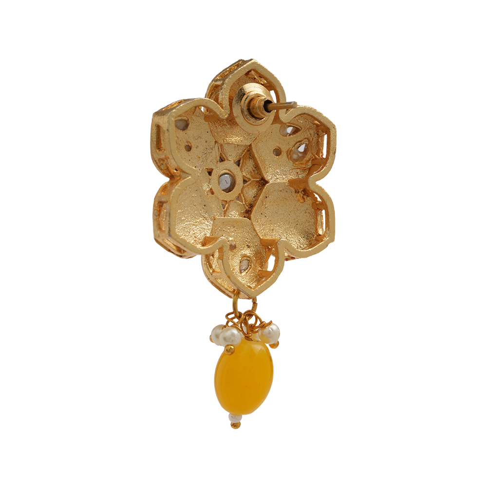 Elvisha- Hanging Bead Stud Earrings(yellow)